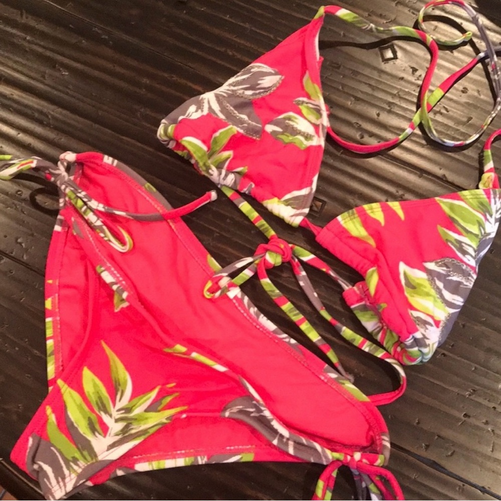 ALOHA Pink and Grey Bikini set. Size S.